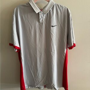 Nike Tiger Woods Collection Dri-fit Elite Cool Gray/Red Polo XL